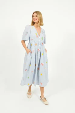 Primrose Park PP Lola Dress in Icons Emb Blue Stripe