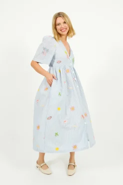 Primrose Park PP Lola Dress in Icons Emb Blue Stripe