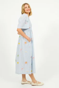 Primrose Park PP Lola Dress in Icons Emb Blue Stripe