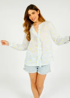Primrose Park PP Luna Shirt in Lemon Polka Emb