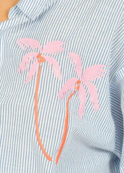 Primrose Park PP Mabel Shirt in Palm Emb Blue Shirt