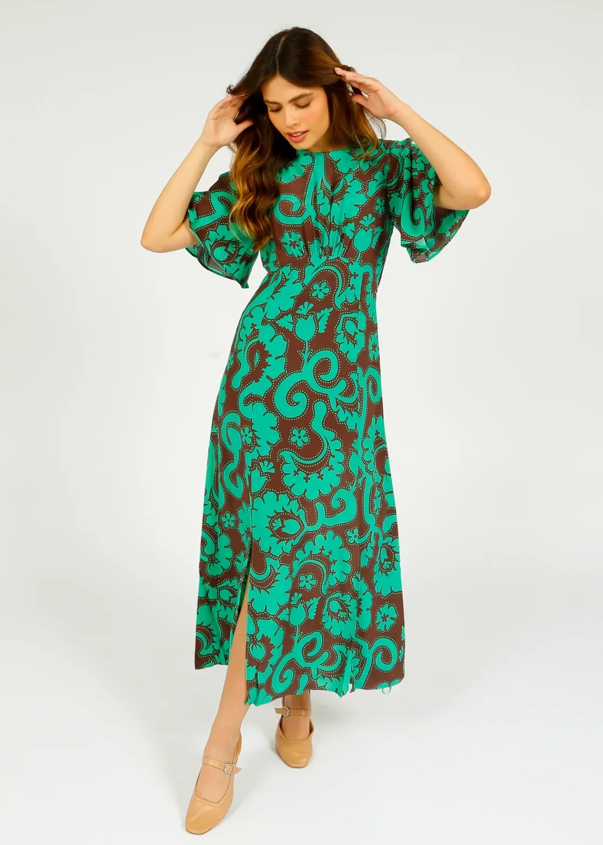 Primrose Park London PPL Gini Dress in Griccia 01 Green Floral