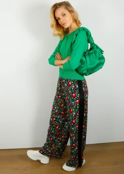 Primrose Park London PPL Kylie Trousers in Fire Flower 01 / Black Stripe Black