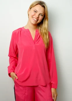 Primrose Park London PPL Sandy Silk Shirt in Hot Pink
