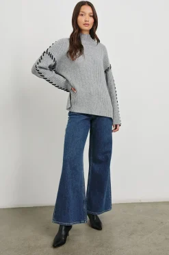 Rails Liam Roll Neck Knit in Heather Grey