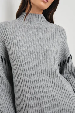 Rails Liam Roll Neck Knit in Heather Grey