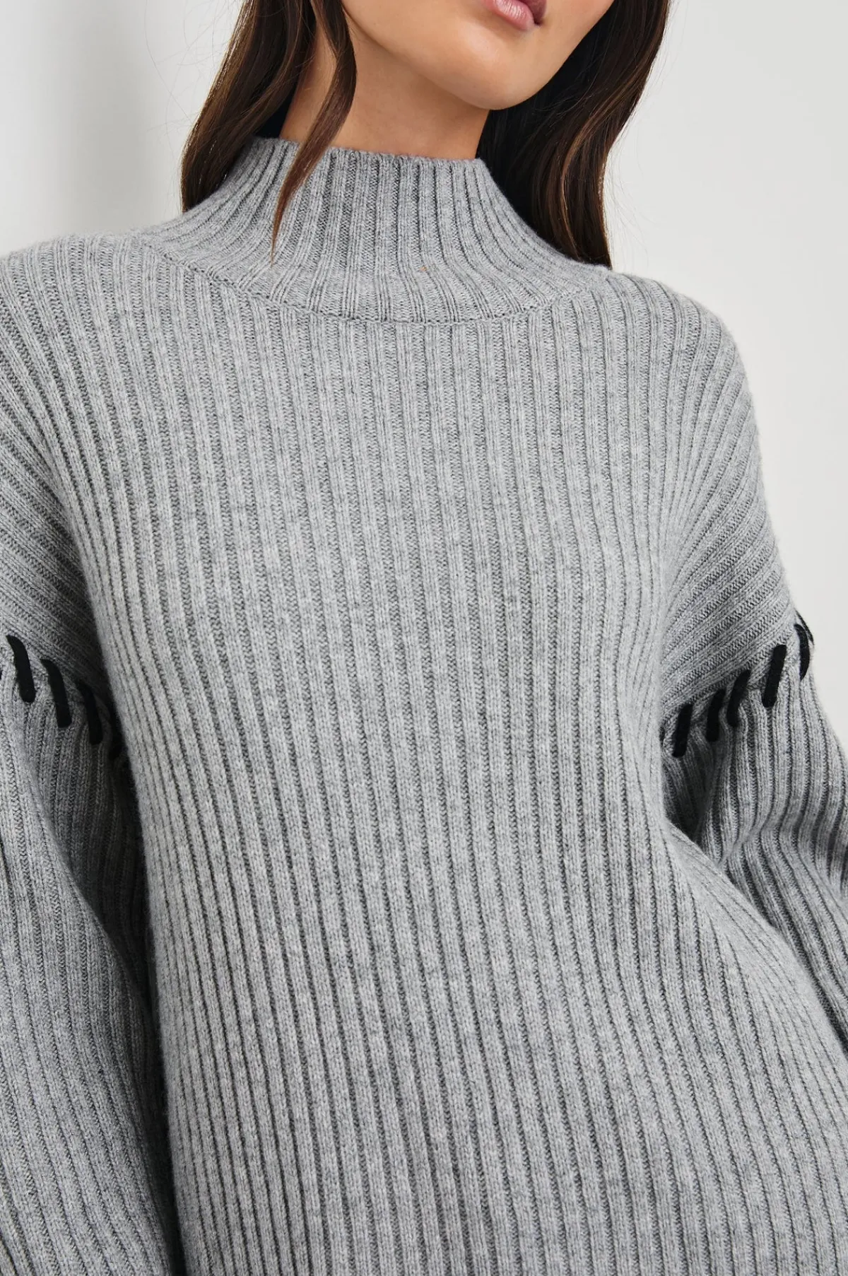 Rails Liam Roll Neck Knit in Heather Grey
