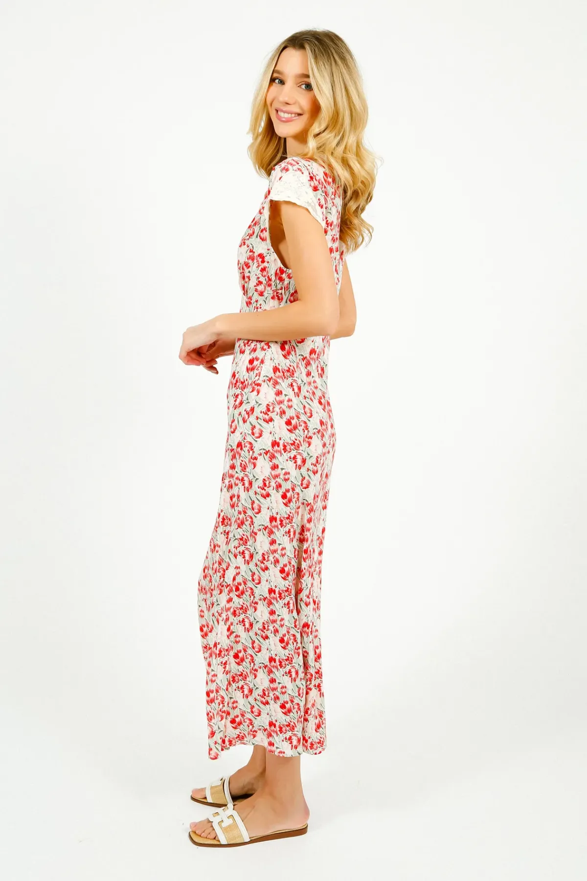 Rixo Amari Dress in Tulip Fields Red