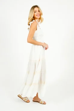 Rixo Aubrie Dress in Ivory