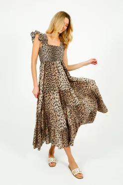 Rixo Kendall Dress in Antelope Spot Black