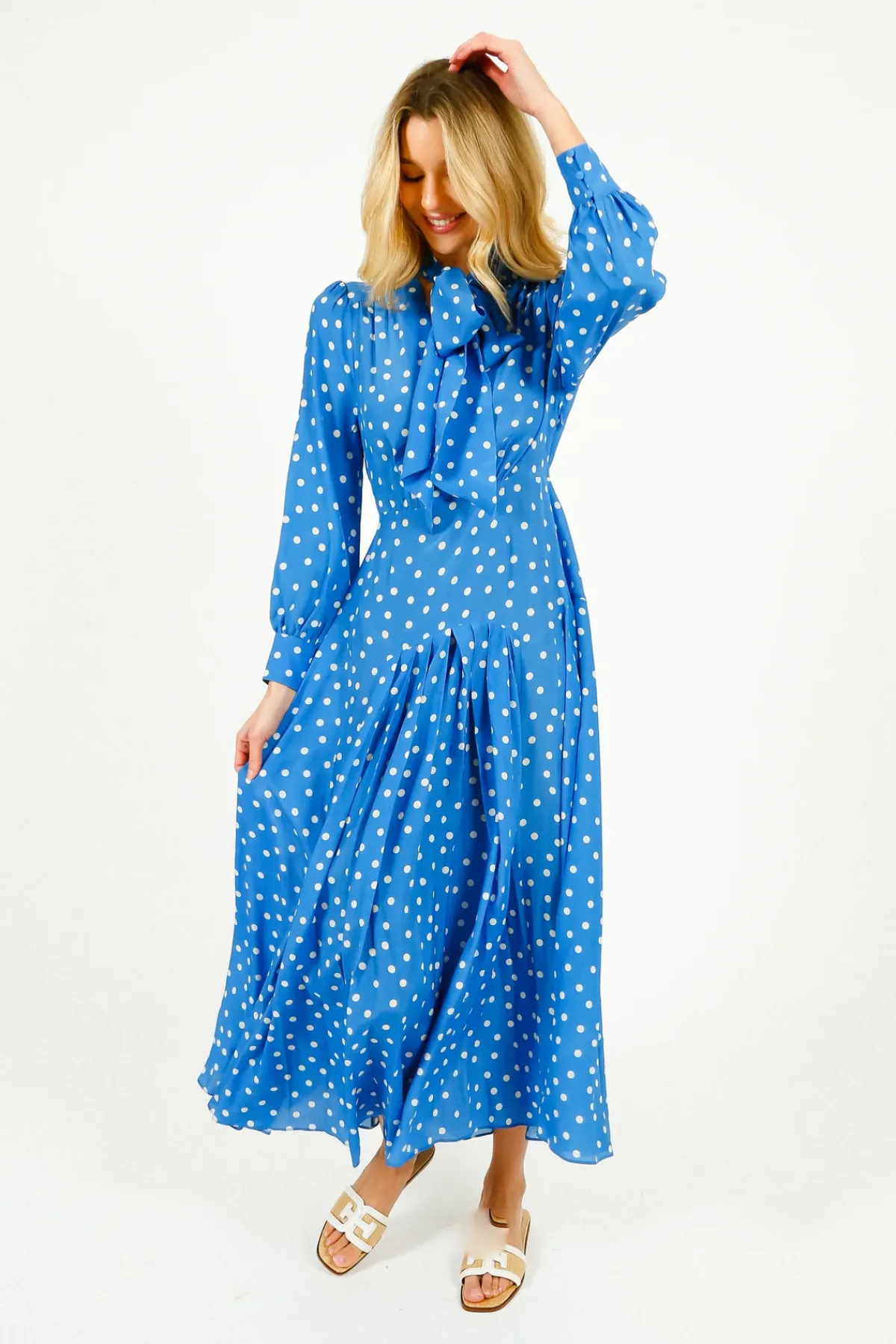 Rixo Marigold Dress in Bohemia Spot Blue
