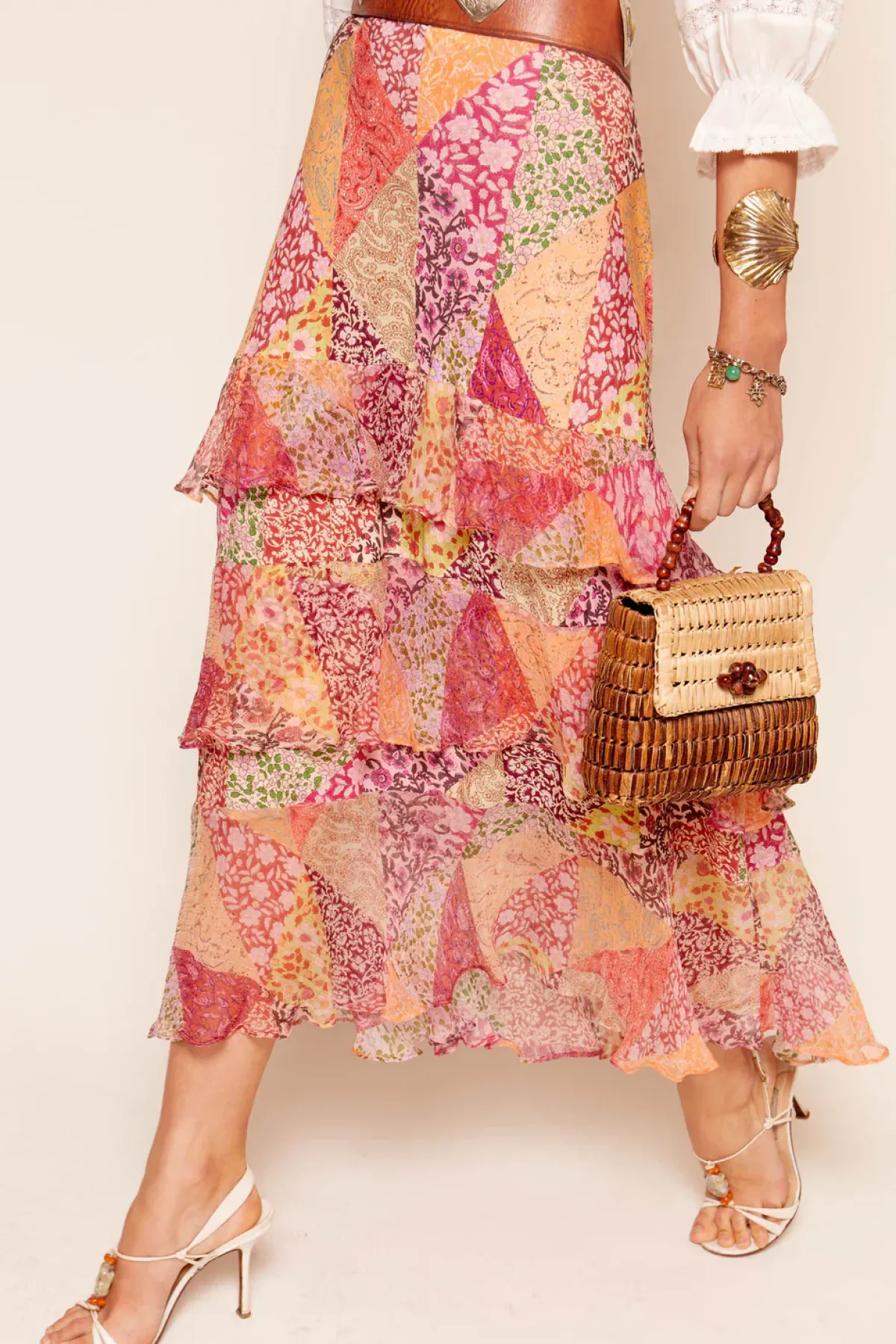 Rixo Preslee Skirt in Patchowork Blush