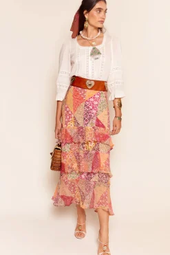 Rixo Preslee Skirt in Patchowork Blush