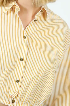 Rag u0026 Bone Ru0026B Georgie Stripe Poplin Shirt in Gold Stripe