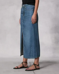 Rag u0026 Bone Ru0026B Liquid Miramar Clara Midi Skirt in Cameron