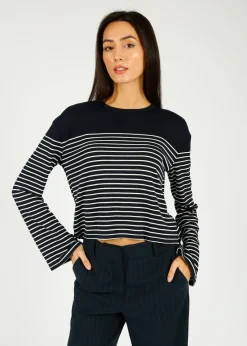Rag u0026 Bone Ru0026B The Knit Boxy Stripe in Navy, Ivory