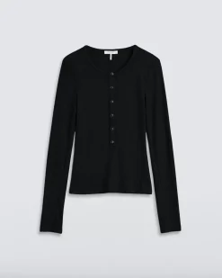 Rag u0026 Bone Ru0026B The Knit Rib Henley in Black