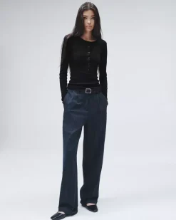 Rag u0026 Bone Ru0026B The Knit Rib Henley in Black