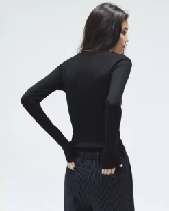 Rag u0026 Bone Ru0026B The Knit Rib Henley in Black