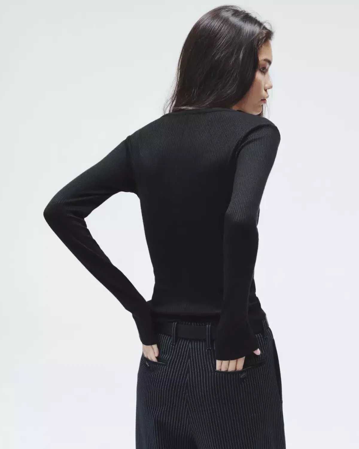 Rag u0026 Bone Ru0026B The Knit Rib Henley in Black