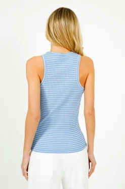 Selected Femme SLF Anna Stripe Tank Top in Cornflower, White