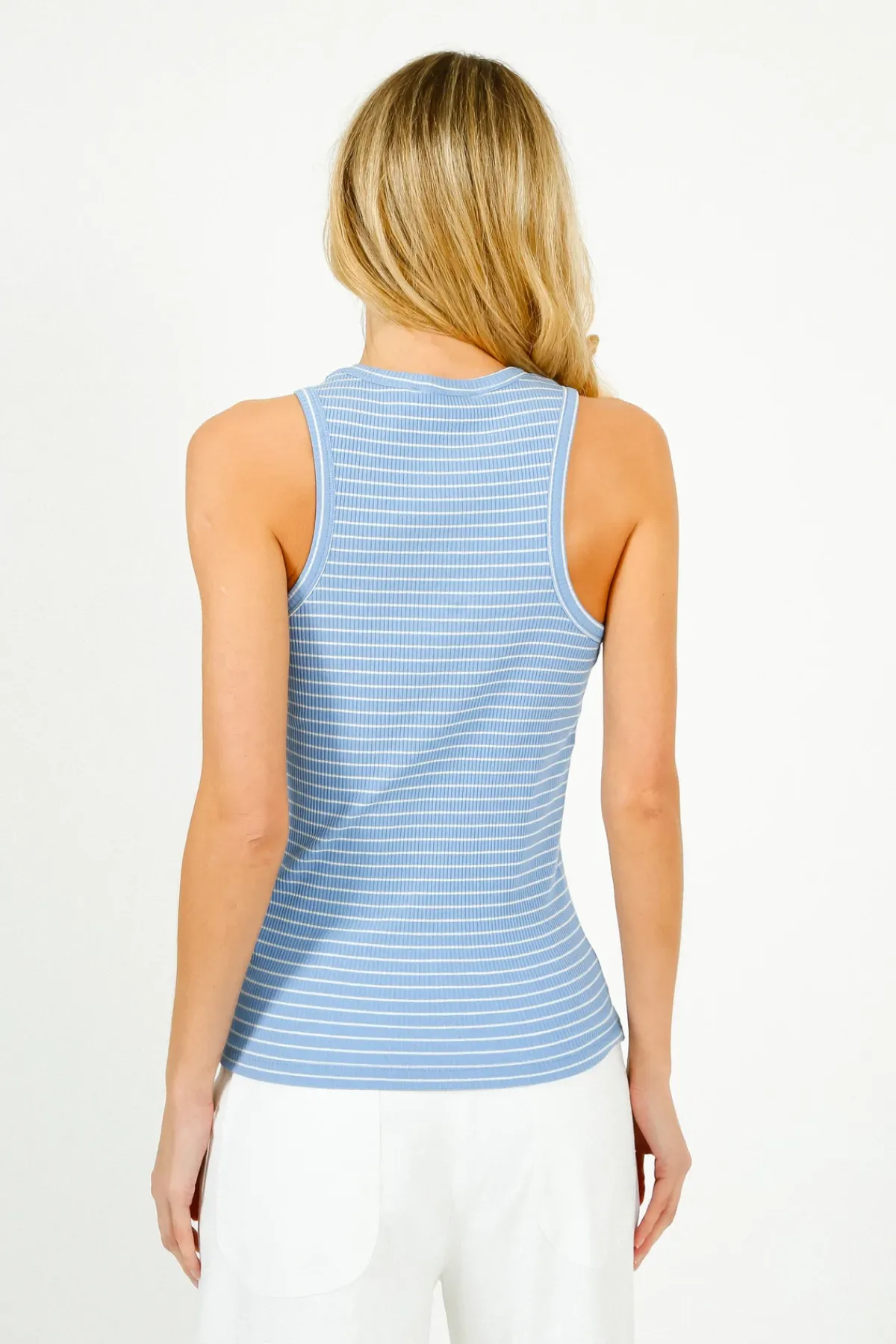 Selected Femme SLF Anna Stripe Tank Top in Cornflower, White