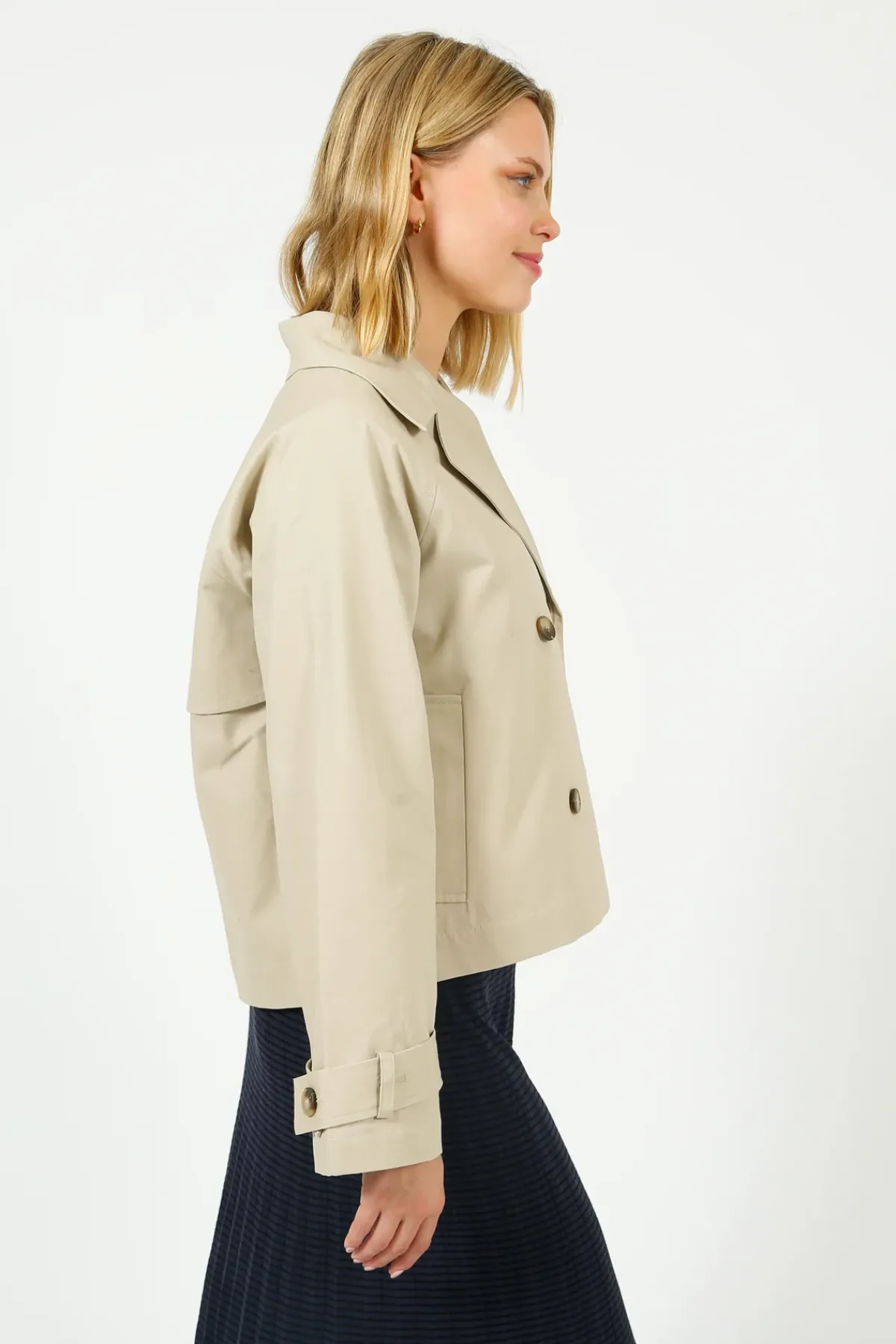Selected Femme SLF Cilo Short Trenchcoat in Island Fossil