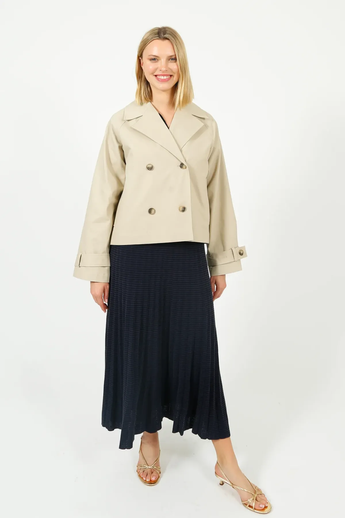Selected Femme SLF Cilo Short Trenchcoat in Island Fossil