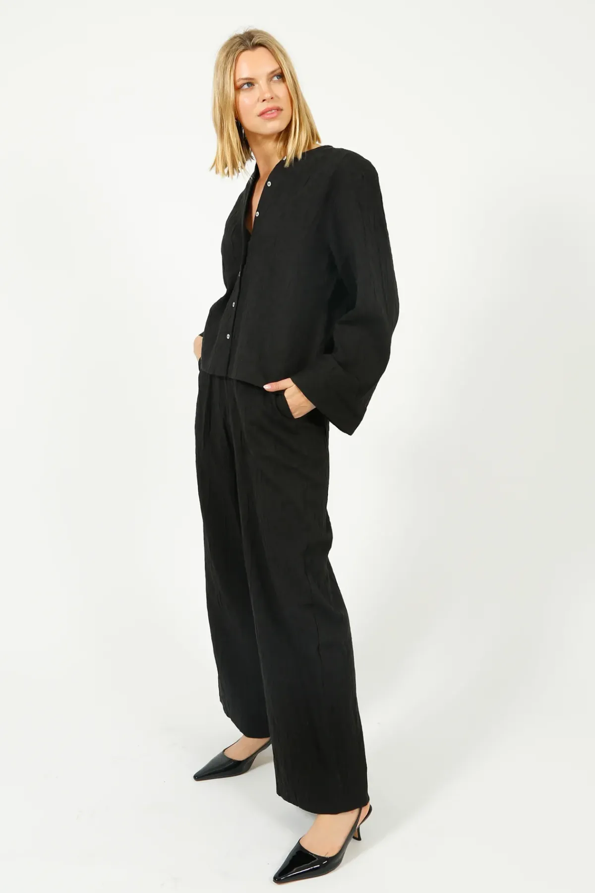 Selected Femme SLF Coria Wide Pant in Black