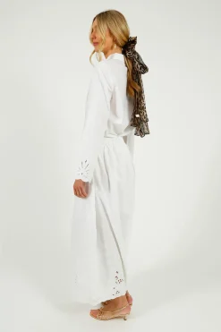 Selected Femme SLF Dahlia Broiderie Ankle Skirt in White