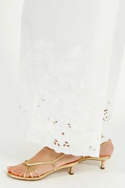 Selected Femme SLF Dahlia Broiderie Ankle Skirt in White
