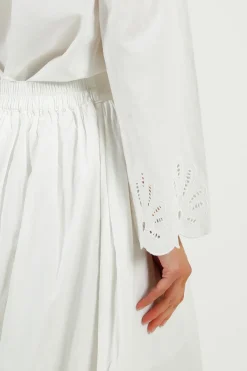 Selected Femme SLF Dahlia Broiderie Ankle Skirt in White