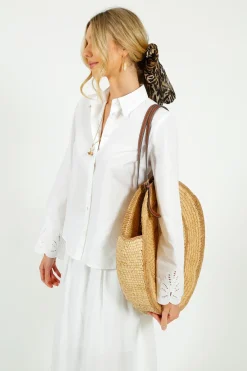 Selected Femme SLF Dahlia Broiderie Shirt in White