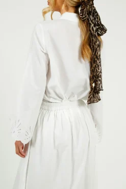 Selected Femme SLF Dahlia Broiderie Shirt in White
