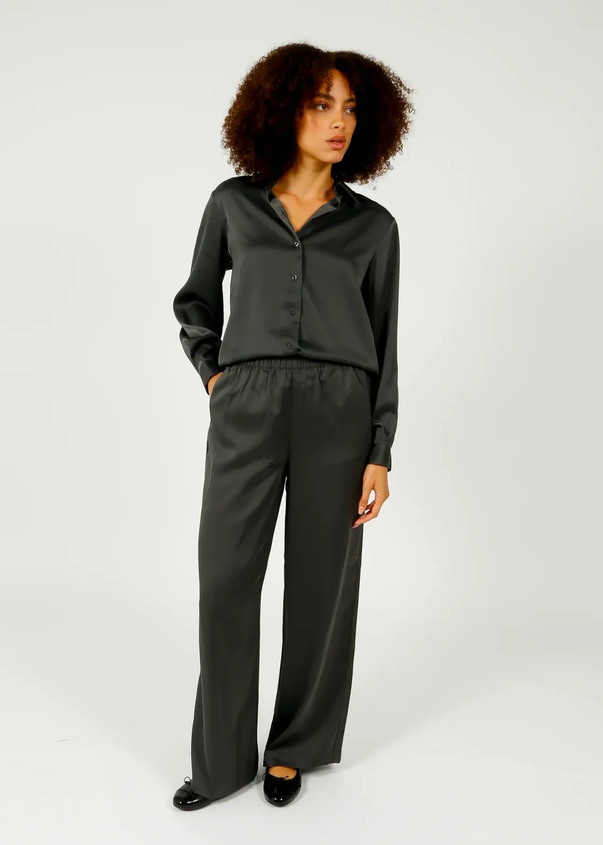 Selected Femme SLF Elena Tinni Wide Pants in Volcanic Ash