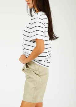 Selected Femme SLF Essential SS Boxy Striped Tee in Black, White