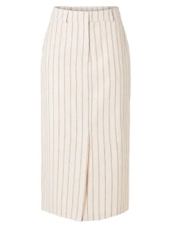 Selected Femme SLF Hilda Pencil Skirt in Pin Stripe Sandshell