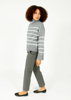 Selected Femme SLF Kamma Roll Neck Knit in Medium Grey, Birch