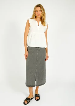Selected Femme SLF Krista Gerda Denim Skirt in Light Grey