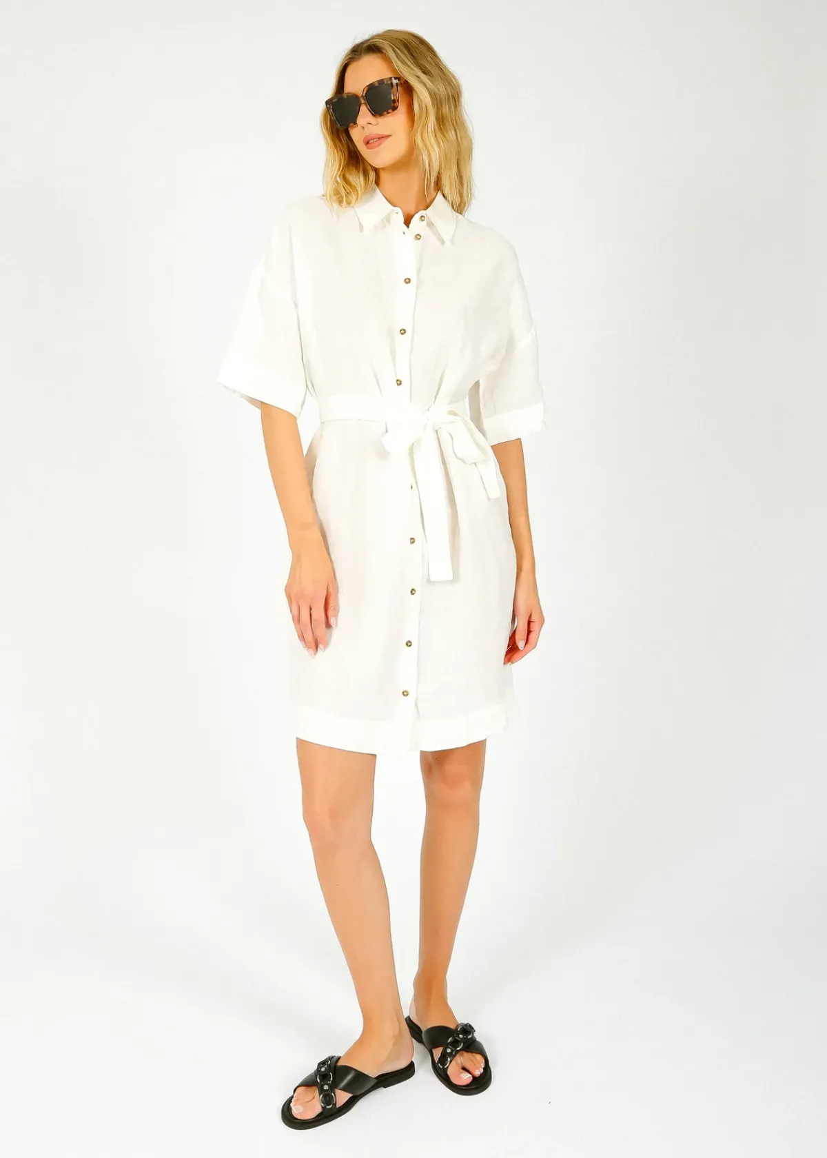 Selected Femme SLF Linnie Linen Shirt Dress in White