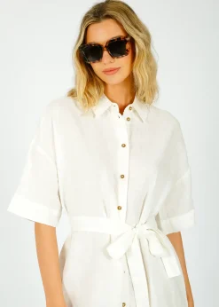 Selected Femme SLF Linnie Linen Shirt Dress in White