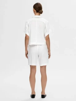 Selected Femme SLF Linnie Linen Shorts in White