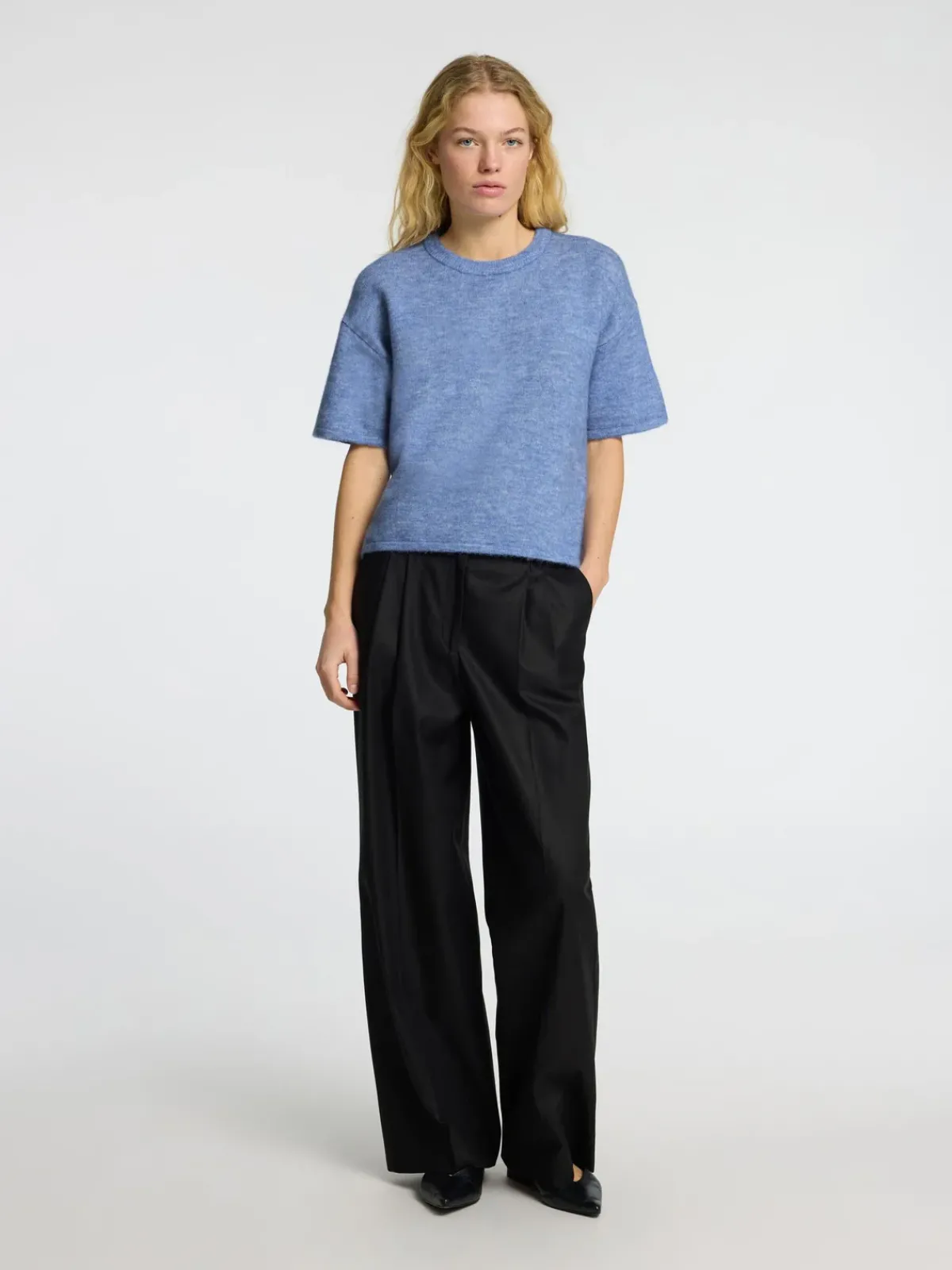 Selected Femme SLF Maline Liliana SS Knit in Cornflower