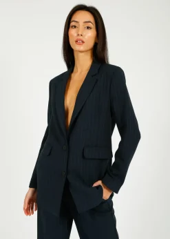 Selected Femme SLF Rita Relaxed Blazer in Dark Sapphire Pin Stripe