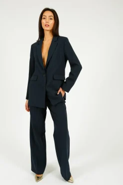 Selected Femme SLF Rita Wide Pant in Dark Sapphire Pin Stripe