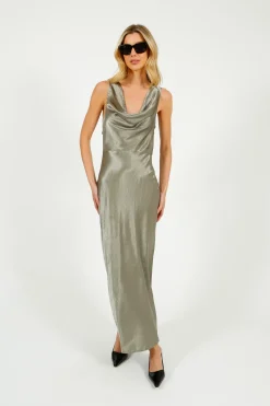 Selected Femme SLF Selene Cowl Back Midi Dress in Vetiver