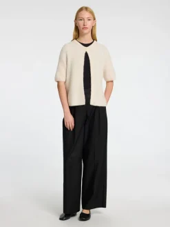 Selected Femme SLF Sia Ras SS Rib Knit Cardgan in Birch