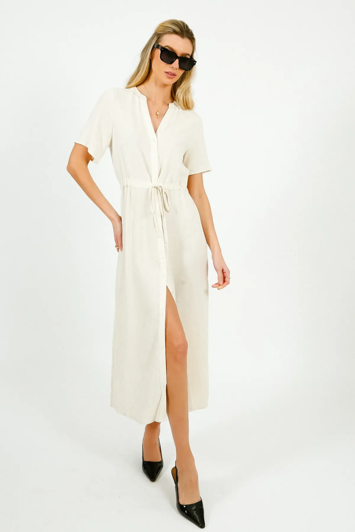 Selected Femme SLF Viva Damina Dress in Sandshell