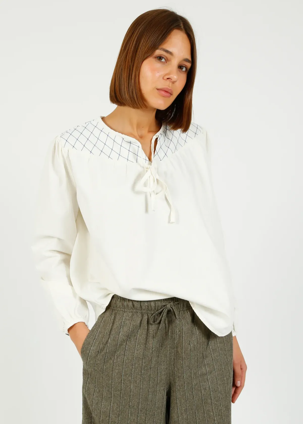 Seventy+Mochi Su0026M Clio Blouse in Ecru