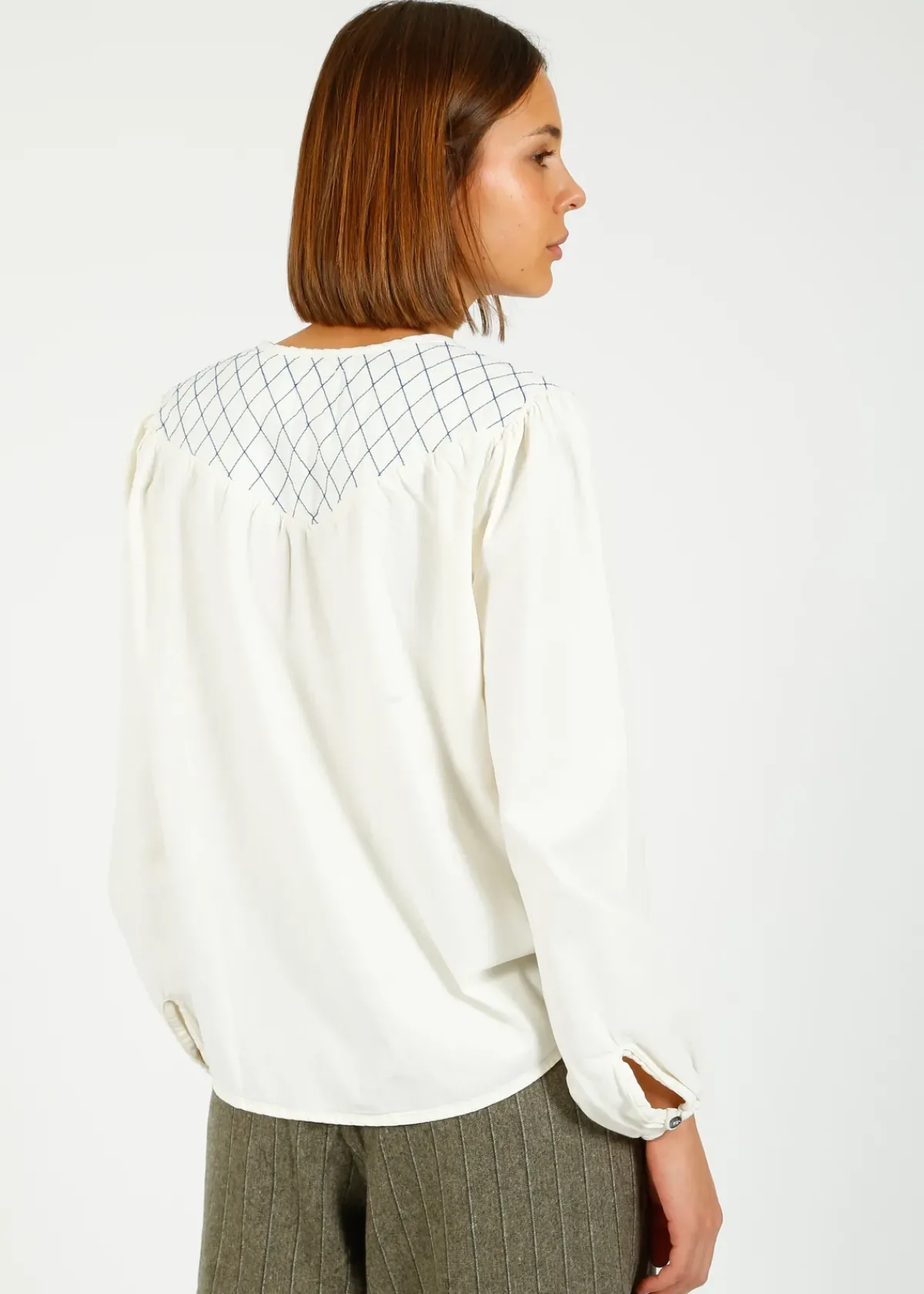 Seventy+Mochi Su0026M Clio Blouse in Ecru
